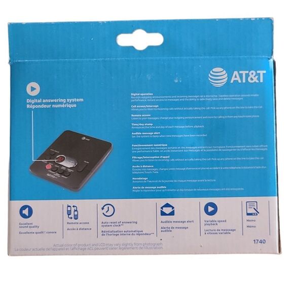 AT&T Digital Answering System 1740, Black, New in Box - Picture 2 of 7
